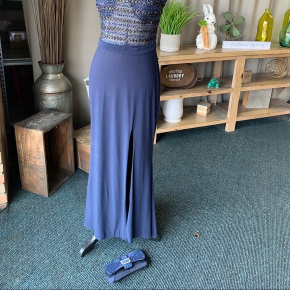 Formal Hand-beaded Navy Blue Gown - Picture 7 of 8